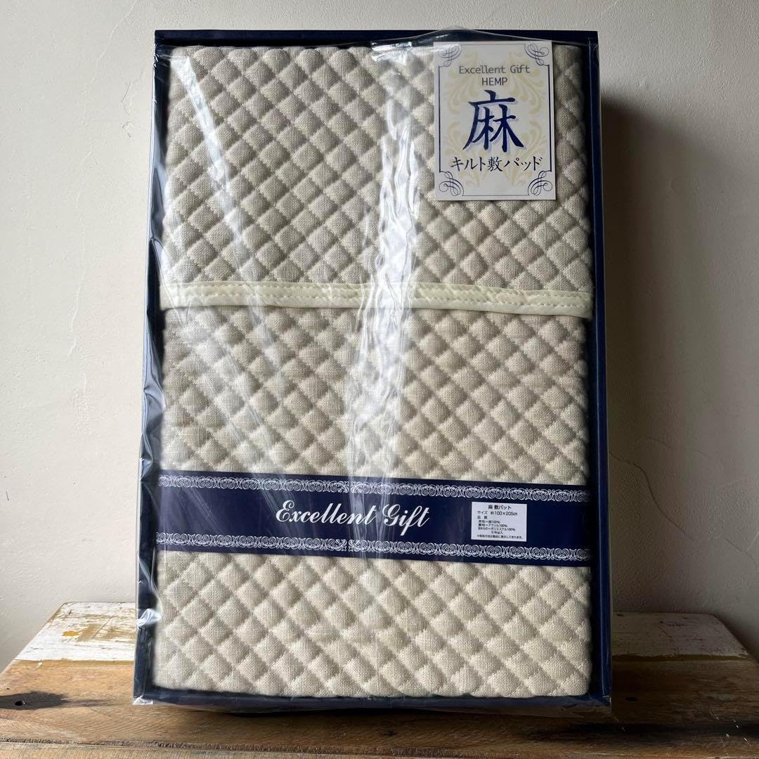 麻 リネン linen 100% キルト 敷パッド 100×205cm 未使用 本麻リネン